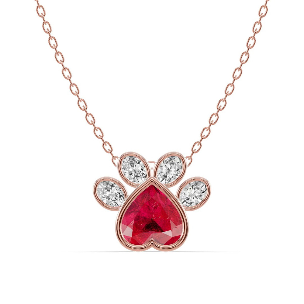 360 degree view of Bella Paw Ruby & Lab Diamond Necklace
