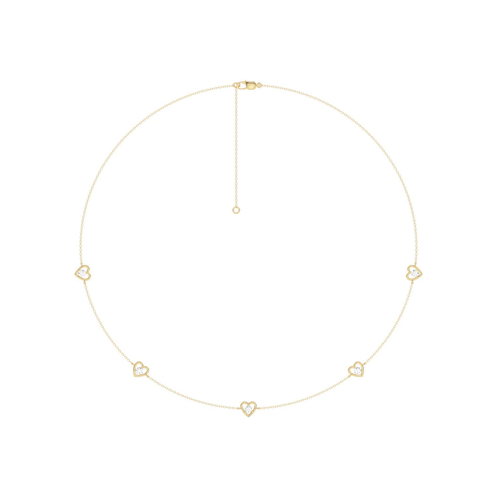 360 degree view of Heart Embrace Lab Diamond Five-Station Necklace