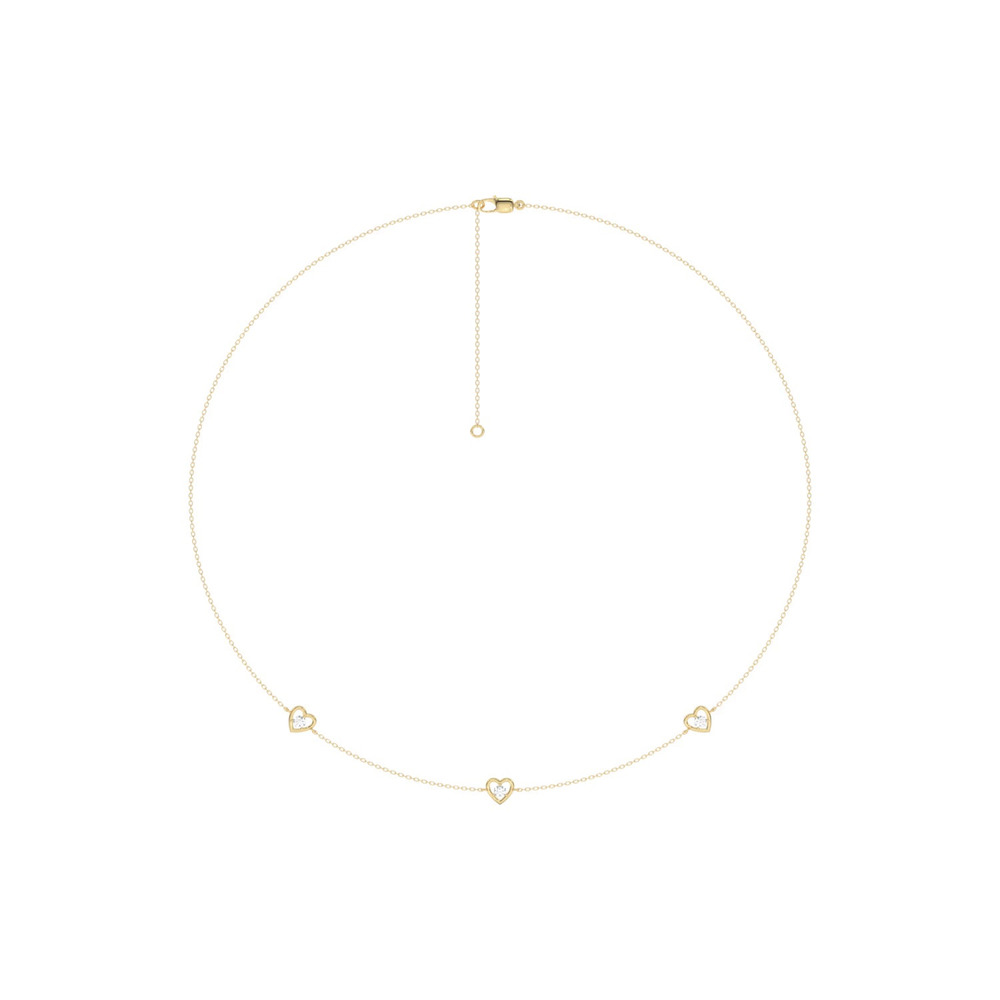360 degree view of Heart Embrace Lab Diamond Three-Station Necklace