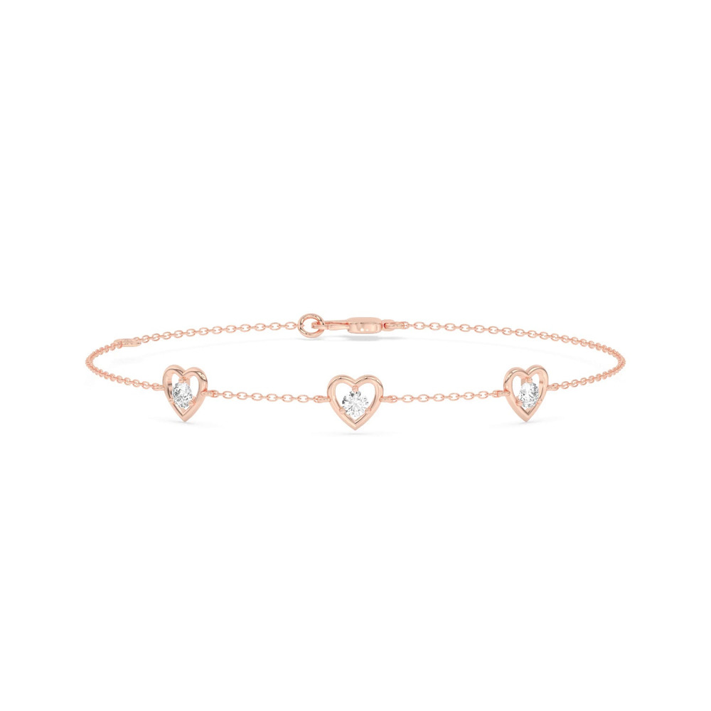 360 degree view of Heart Embrace Lab Diamond Three-Station Bracelet