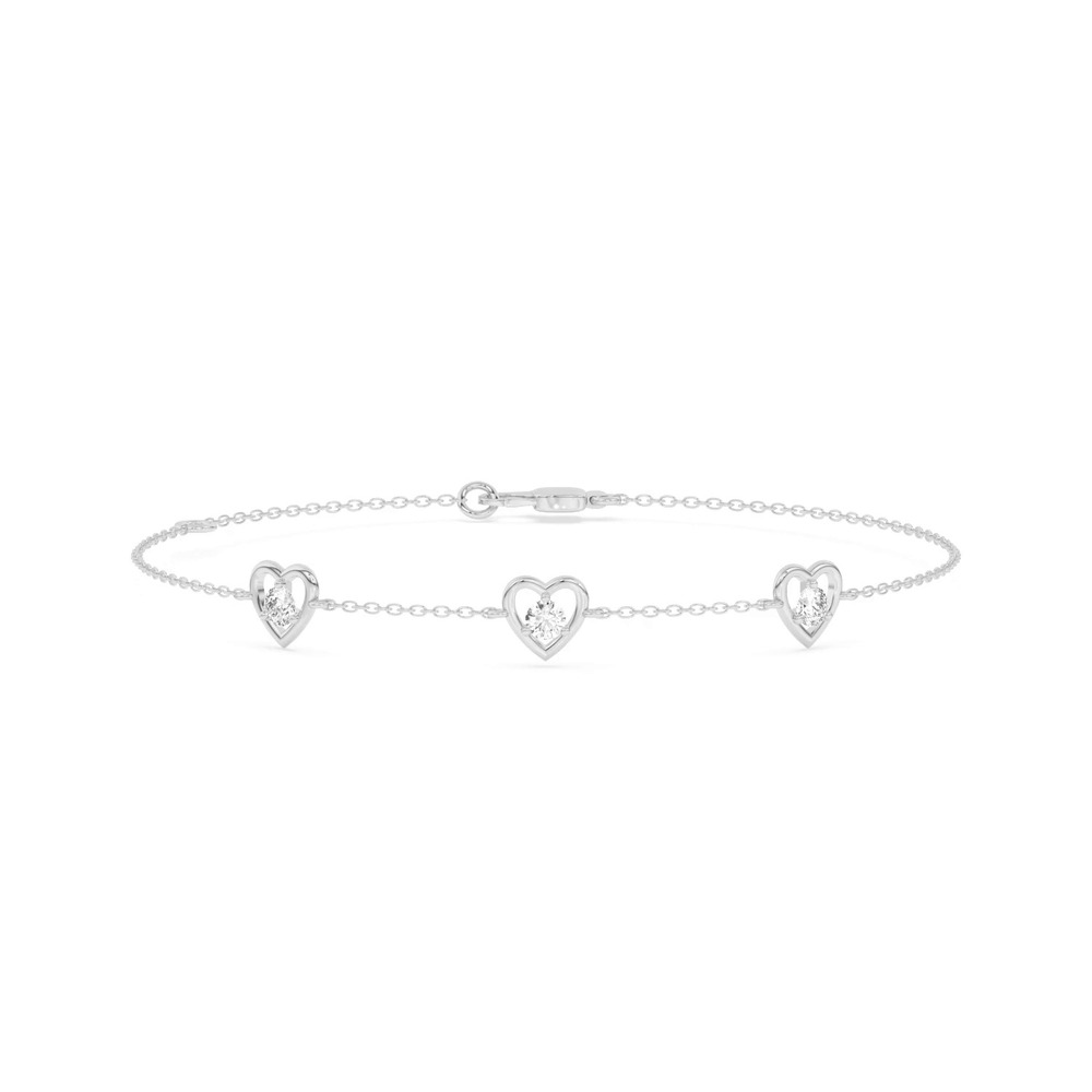360 degree view of Heart Embrace Lab Diamond Three-Station Bracelet