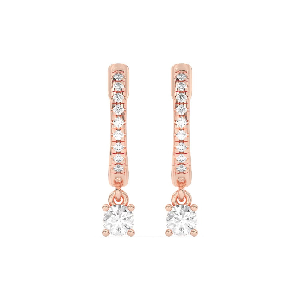 360 degree view of Round Lab Diamond Drop Huggie Earrings