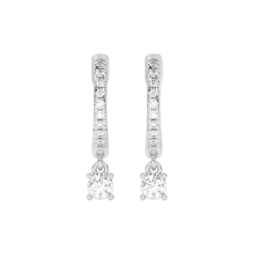 360 degree view of Round Lab Diamond Drop Huggie Earrings