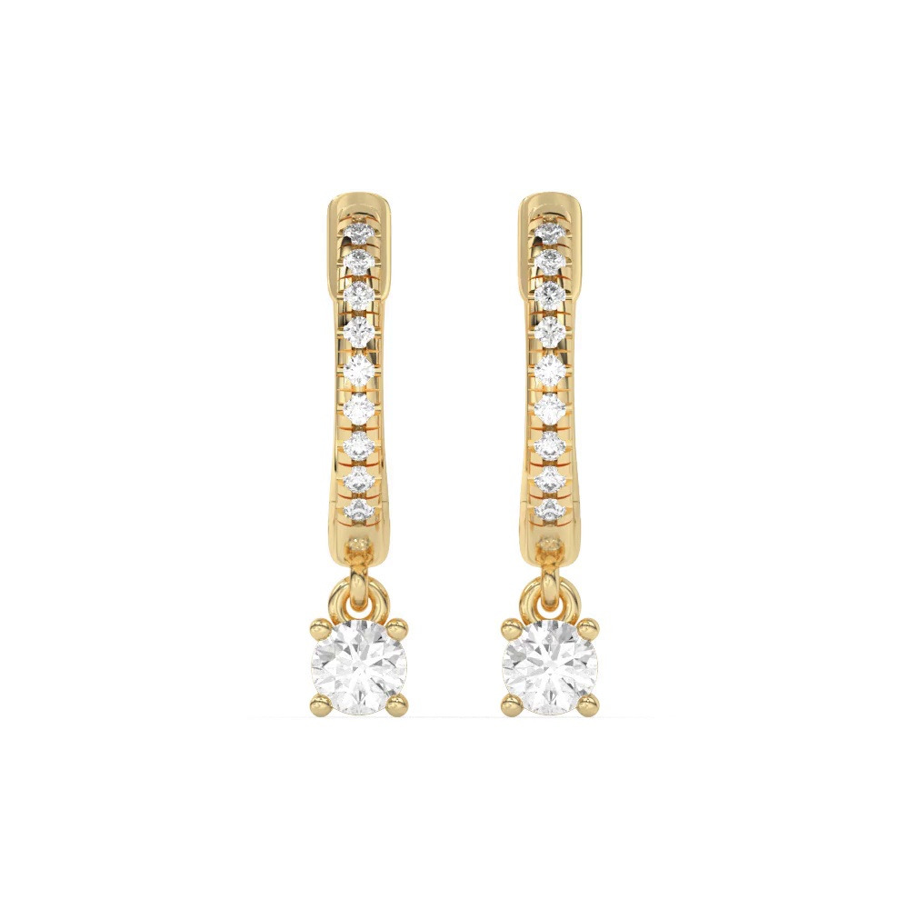 360 degree view of Round Lab Diamond Drop Huggie Earrings