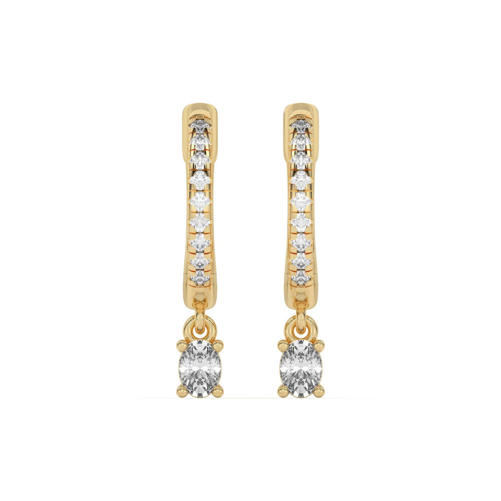 360 degree view of Oval Lab Diamond Drop Huggie Earrings