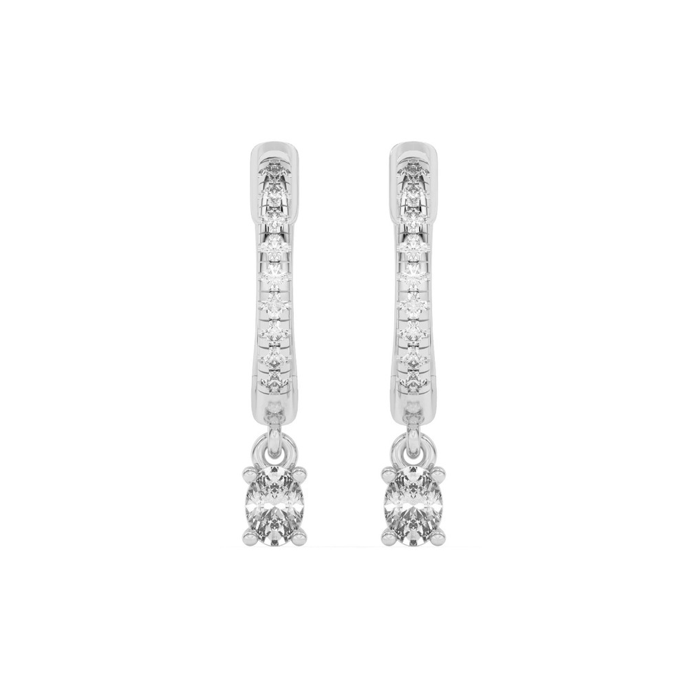 360 degree view of Oval Lab Diamond Drop Huggie Earrings
