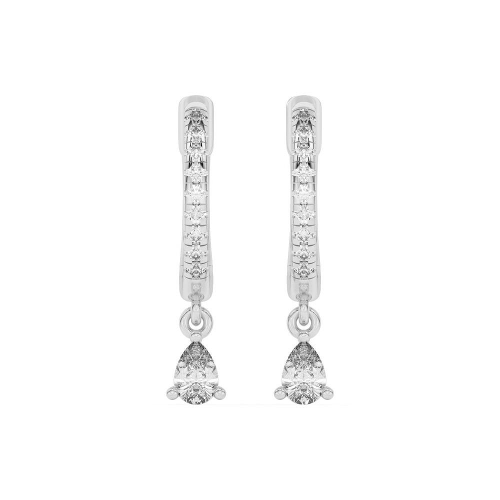 360 degree view of Pear-Shaped Lab Diamond Drop Huggie Earrings