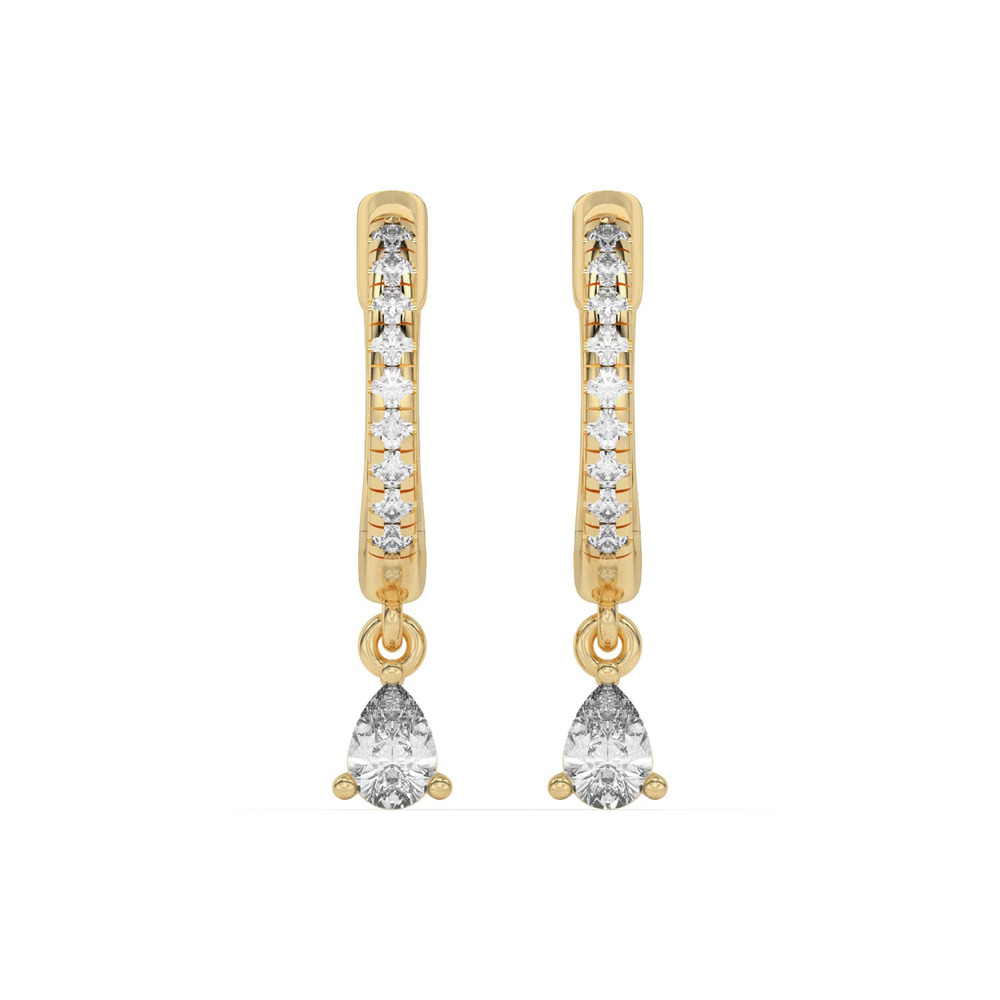 360 degree view of Pear-Shaped Lab Diamond Drop Huggie Earrings