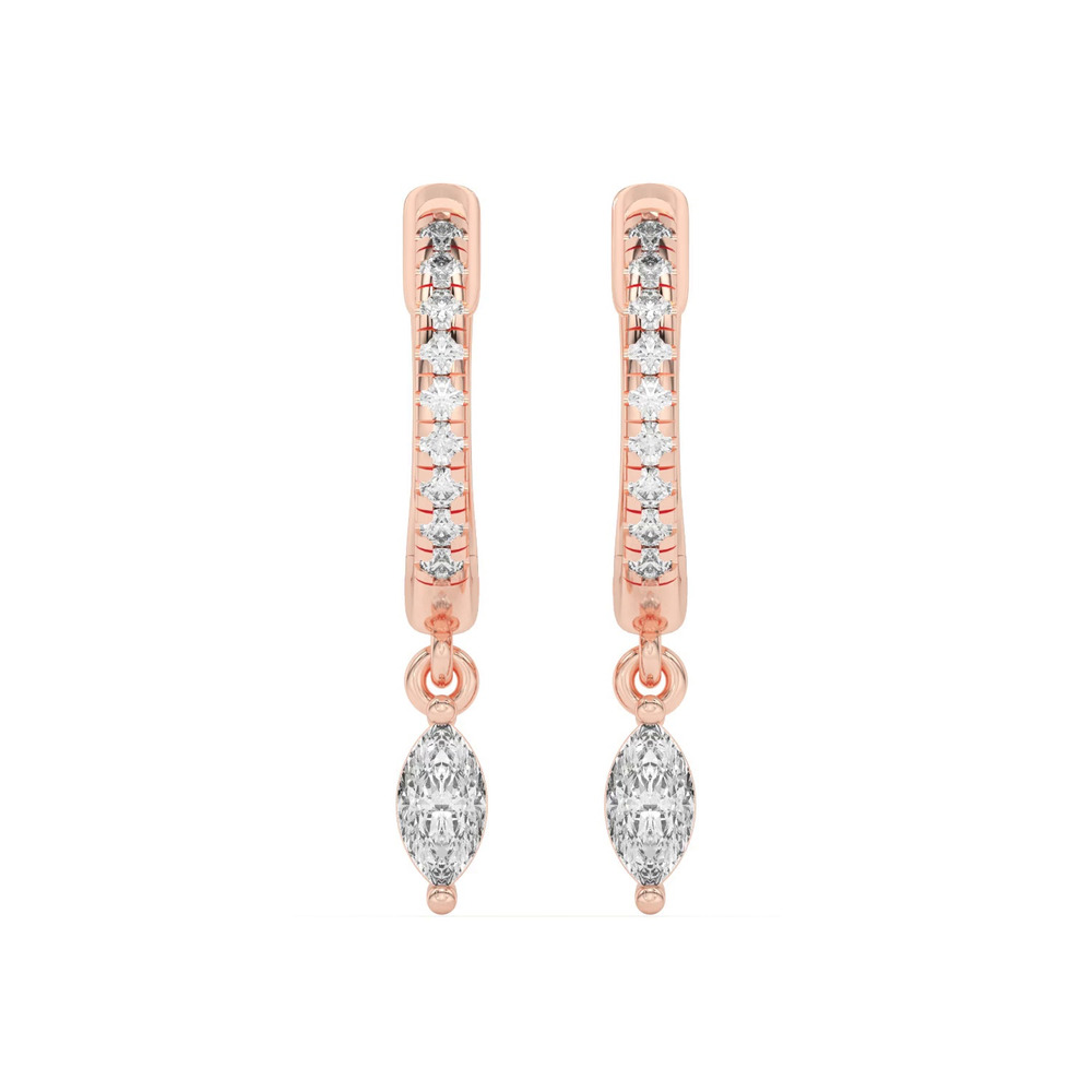360 degree view of Marquise Lab Diamond Drop Huggie Earrings