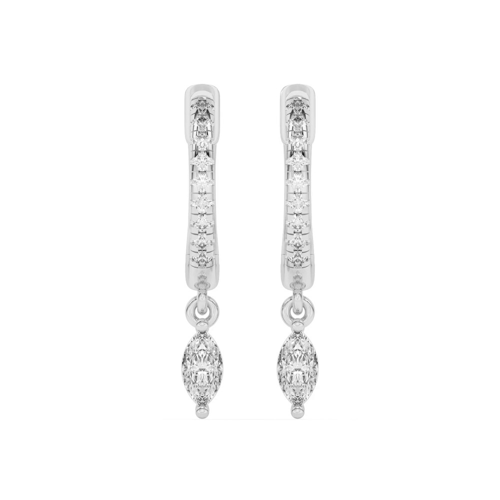 360 degree view of Marquise Lab Diamond Drop Huggie Earrings