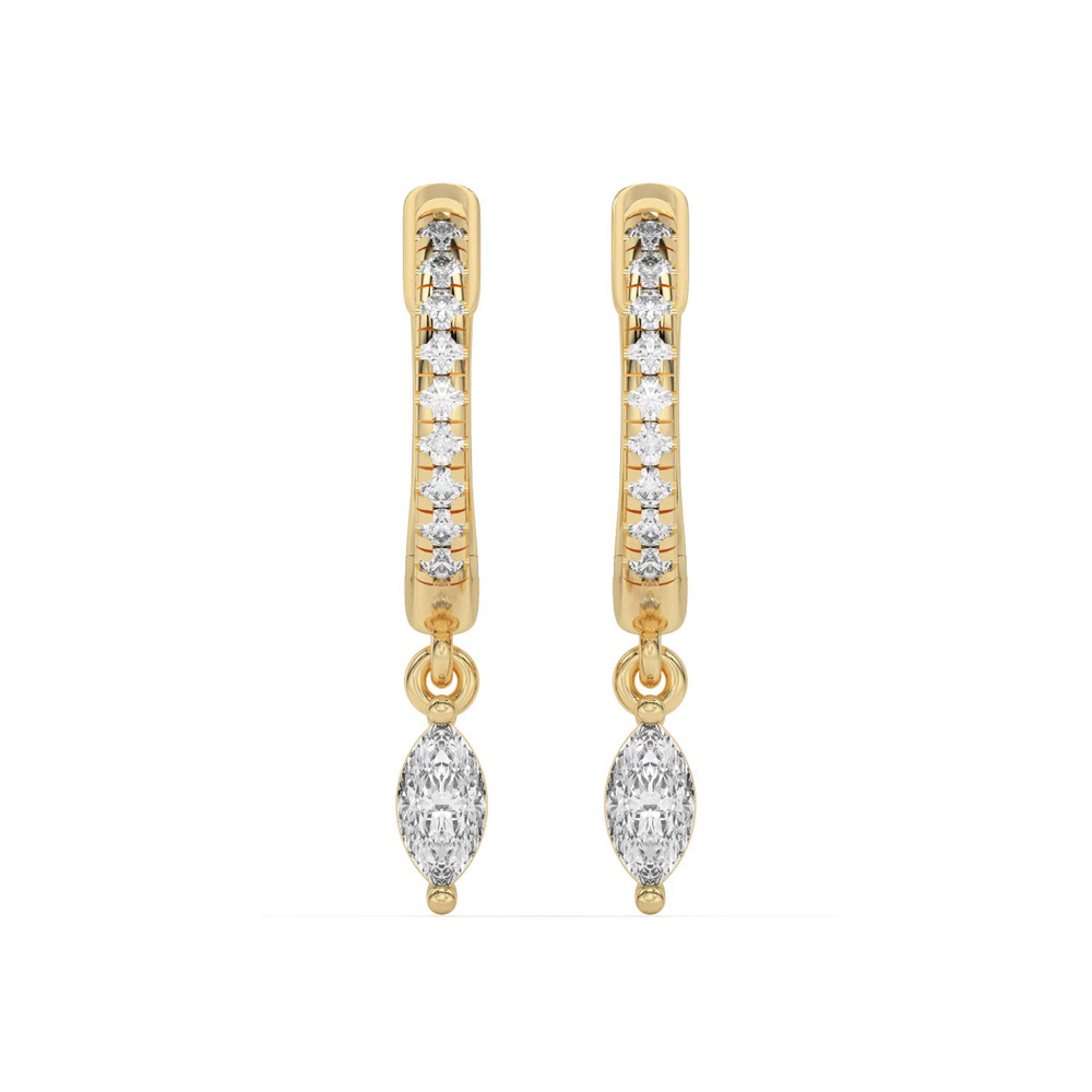 360 degree view of Marquise Lab Diamond Drop Huggie Earrings