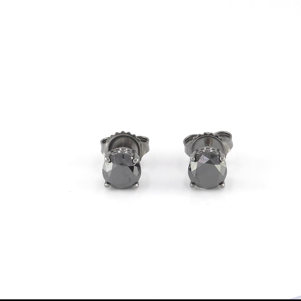 360 degree view of Black Diamond Earrings With Black Rhodium Plating (2 ct. tw.)