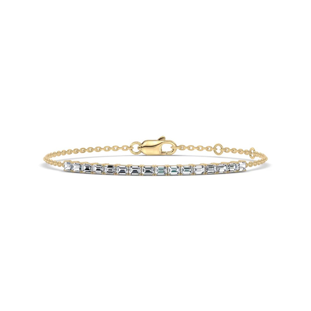 360 degree view of Emerald Lab Diamond Chain Tennis Bracelet