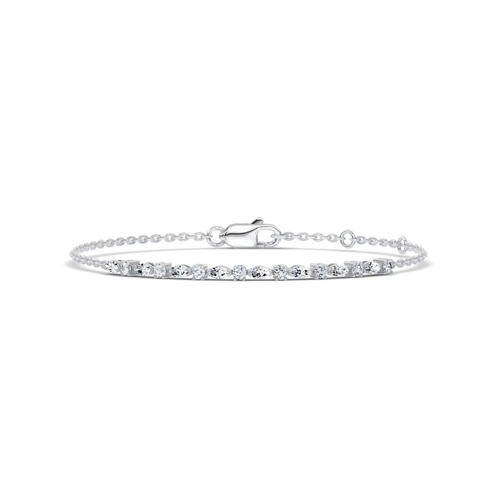 360 degree view of Round and Marquise Lab Diamond Chain Tennis Bracelet