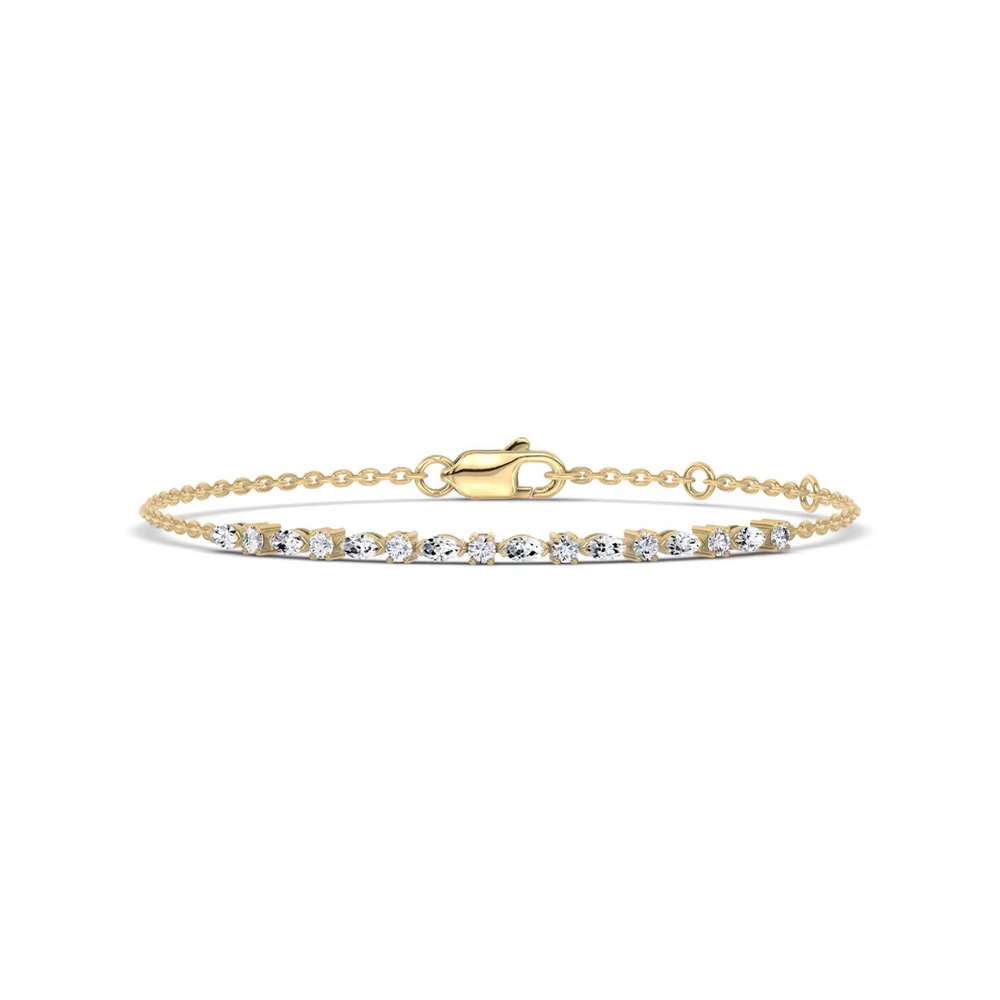 360 degree view of Round and Marquise Lab Diamond Chain Tennis Bracelet