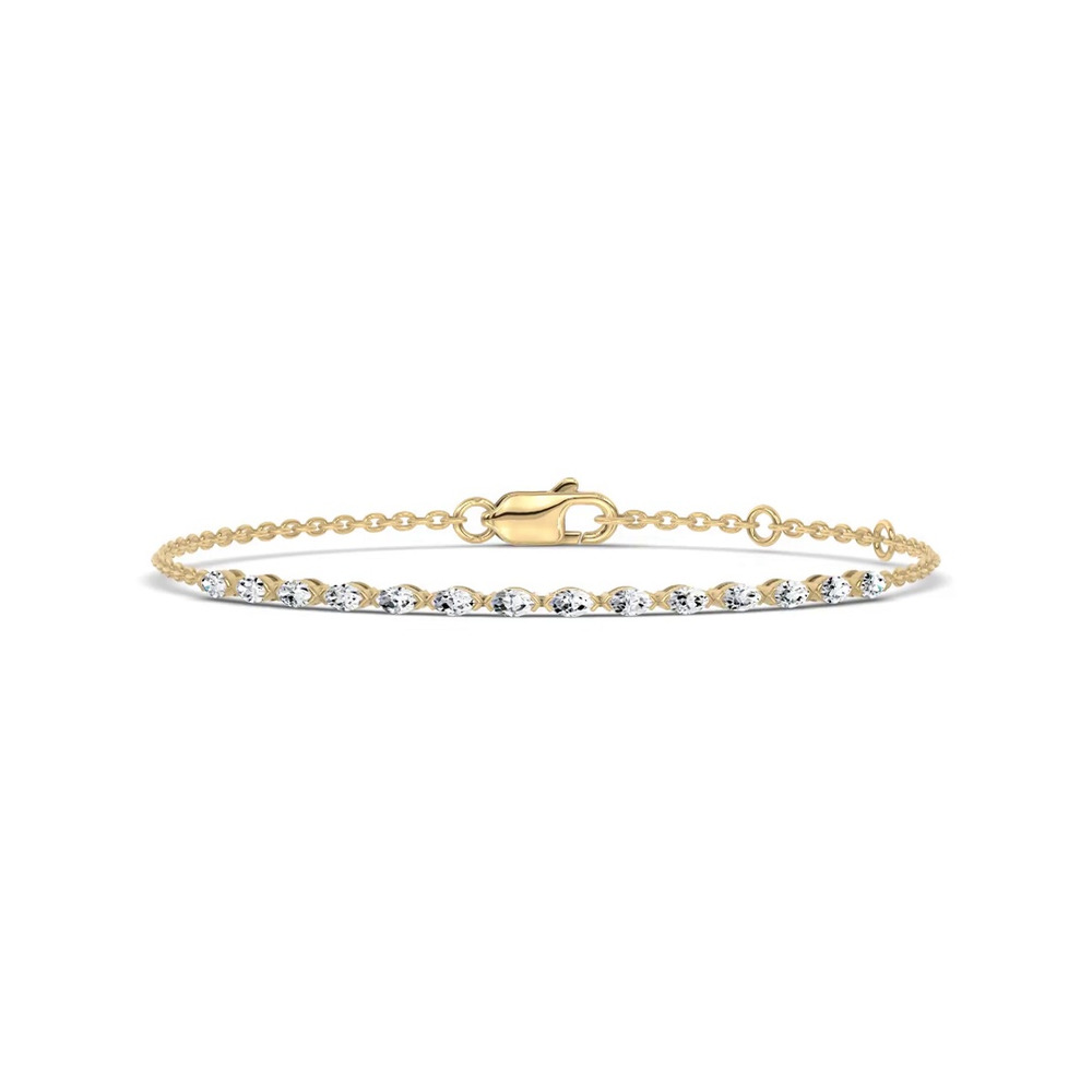 360 degree view of Marquise Lab Diamond Chain Tennis Bracelet