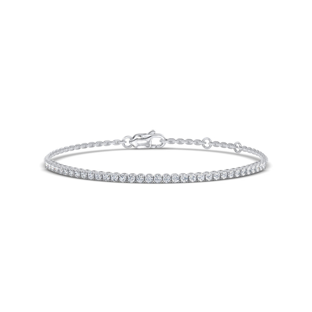 360 degree view of Lab Diamond Tennis Chain Silver Bracelet (1 ct. tw.)