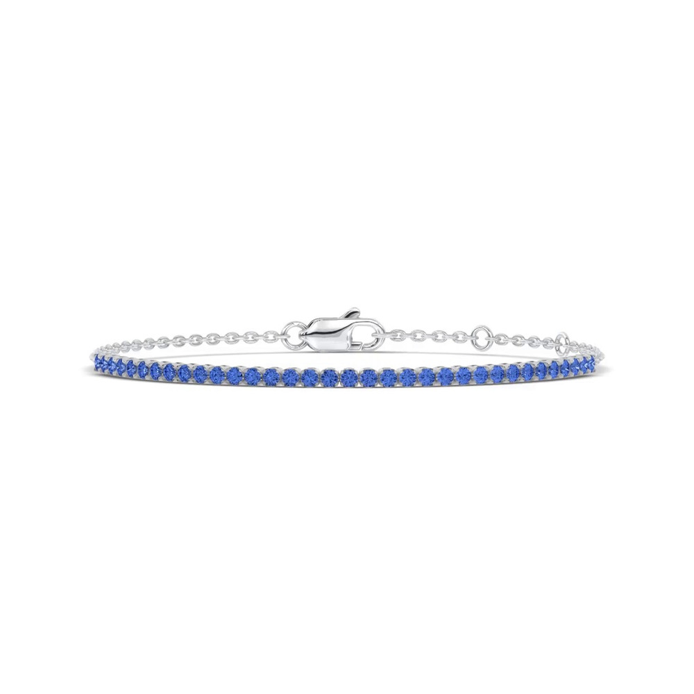 360 degree view of Lab Sapphire Tennis Chain Silver Bracelet (1.45 ct. tw.)