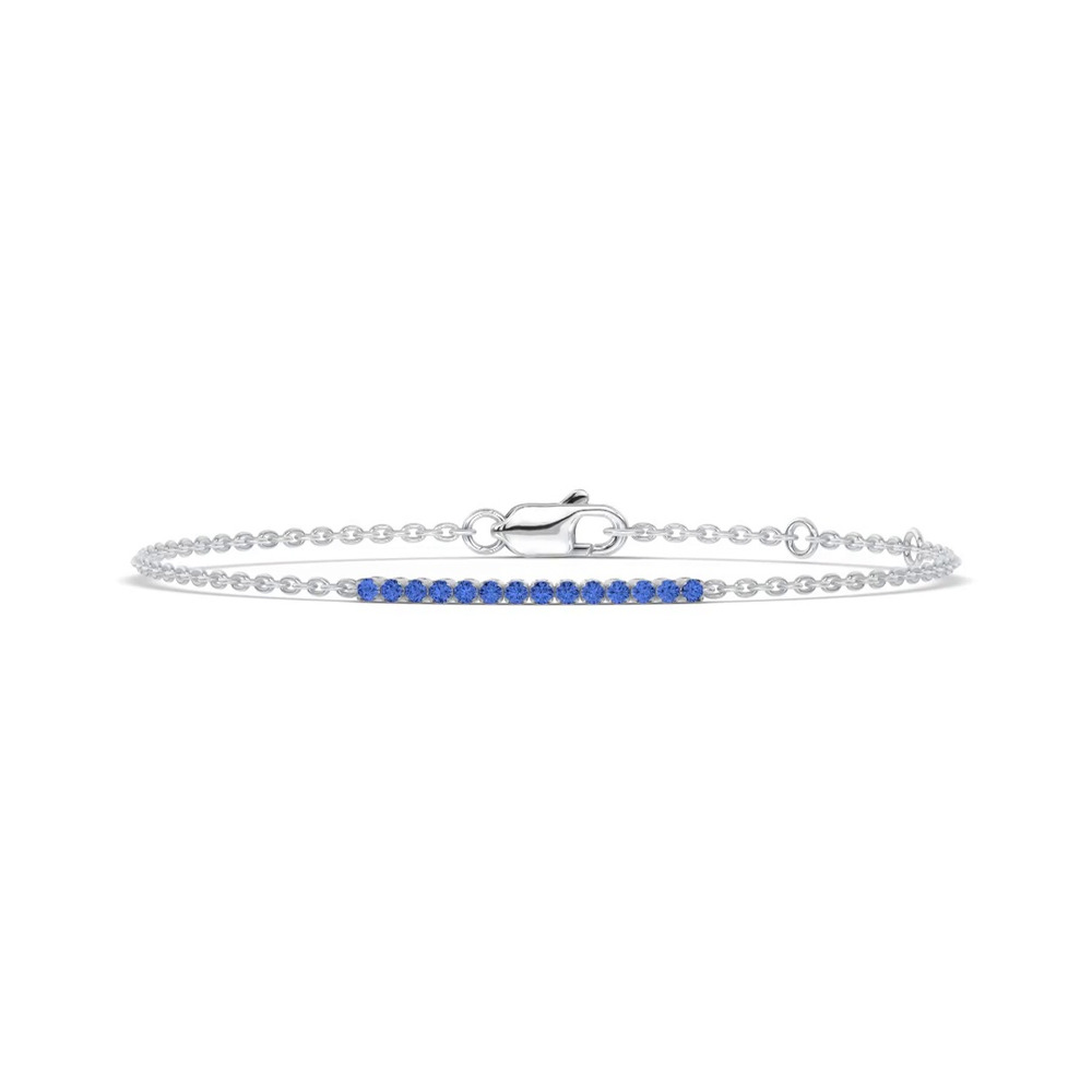 360 degree view of Petite Lab Sapphire Tennis Chain Bracelet (0.60 ct. tw.)