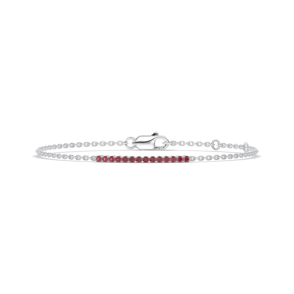 360 degree view of Petite Lab Ruby Tennis Chain Silver Bracelet (0.60 ct. tw.)