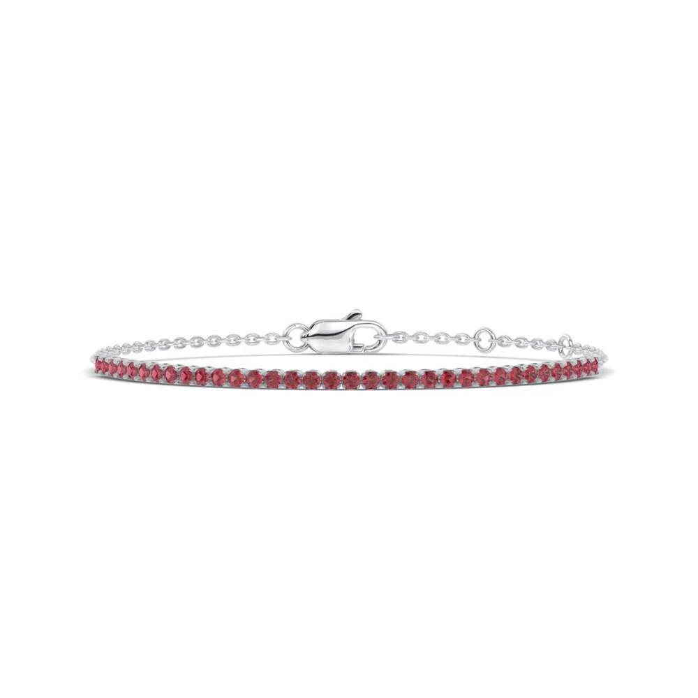 360 degree view of Lab Ruby Tennis Chain Silver Bracelet (1 ct. tw.)