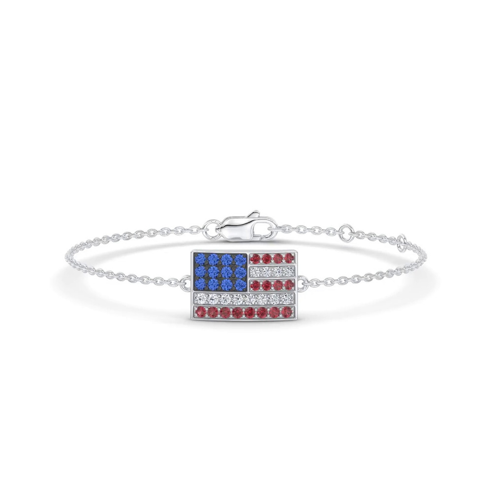 360 degree view of Americana Pavé Lab Diamond Flag Bracelet