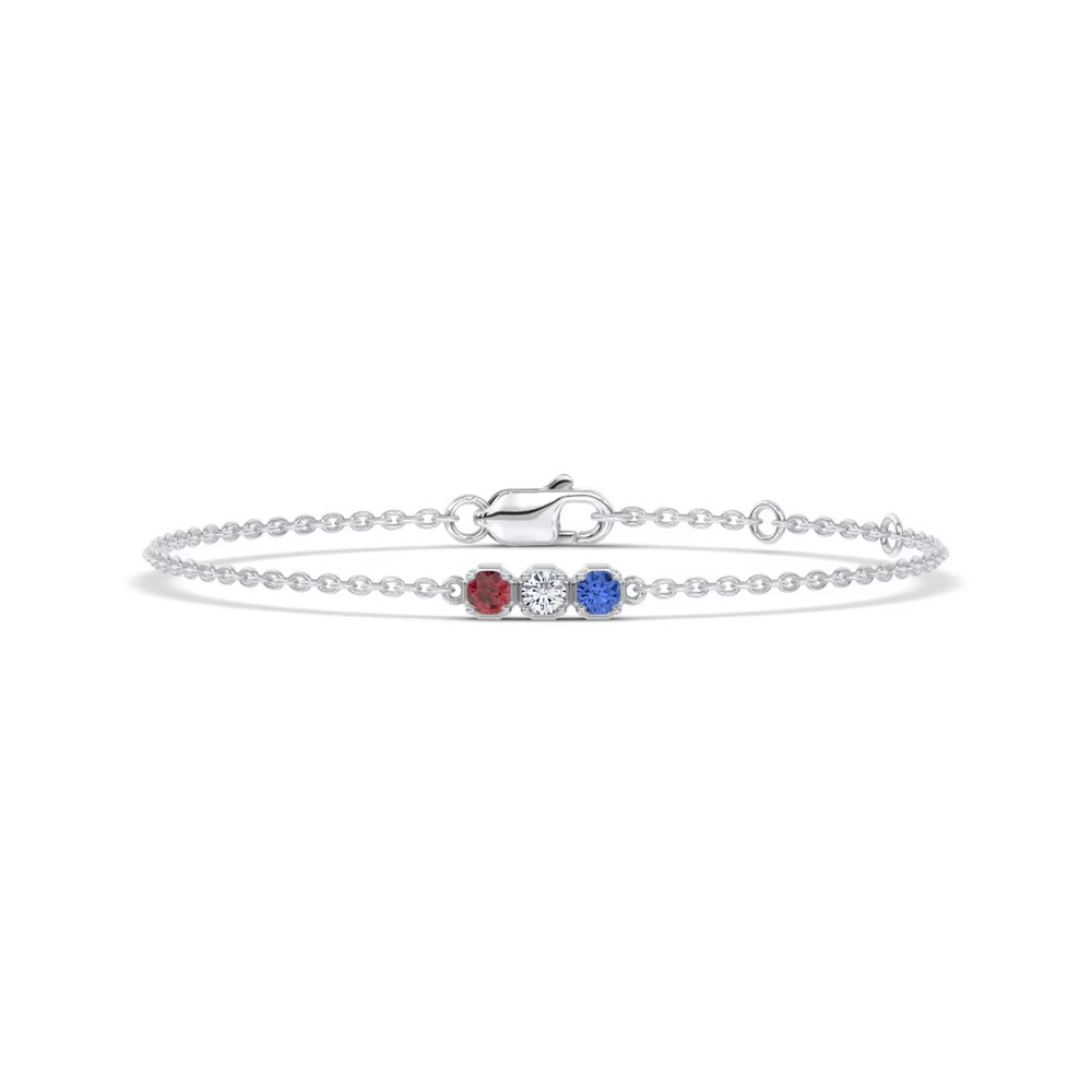 360 degree view of Americana Three-Stone Lab Diamond Silver Bracelet