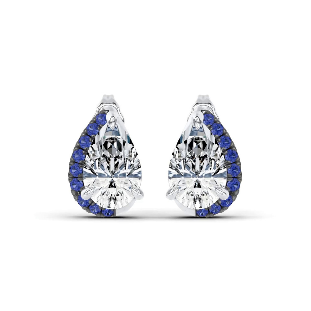 360 degree view of Lab Sapphire Sweep Earrings by Christian Siriano