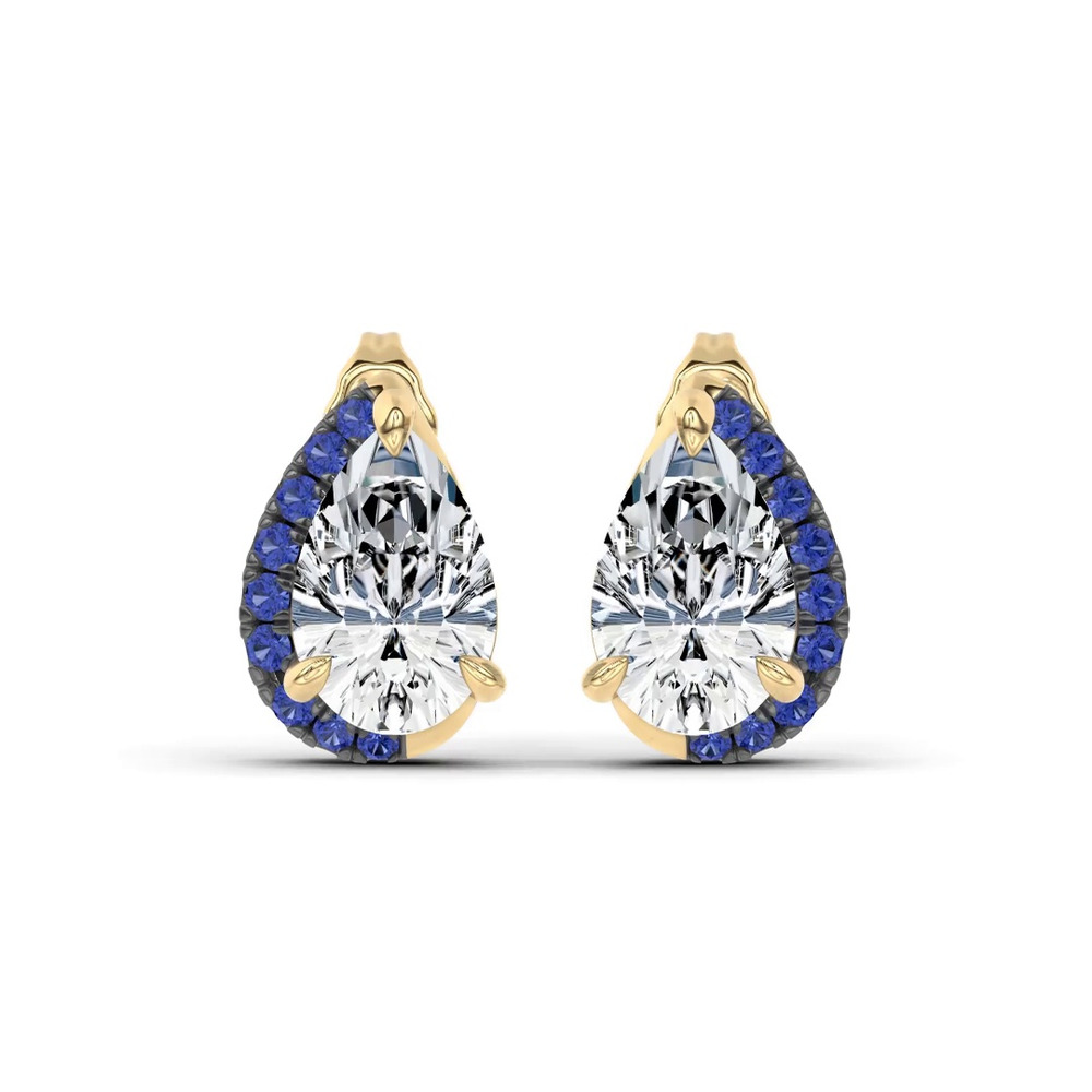 360 degree view of Lab Sapphire Sweep Earrings by Christian Siriano