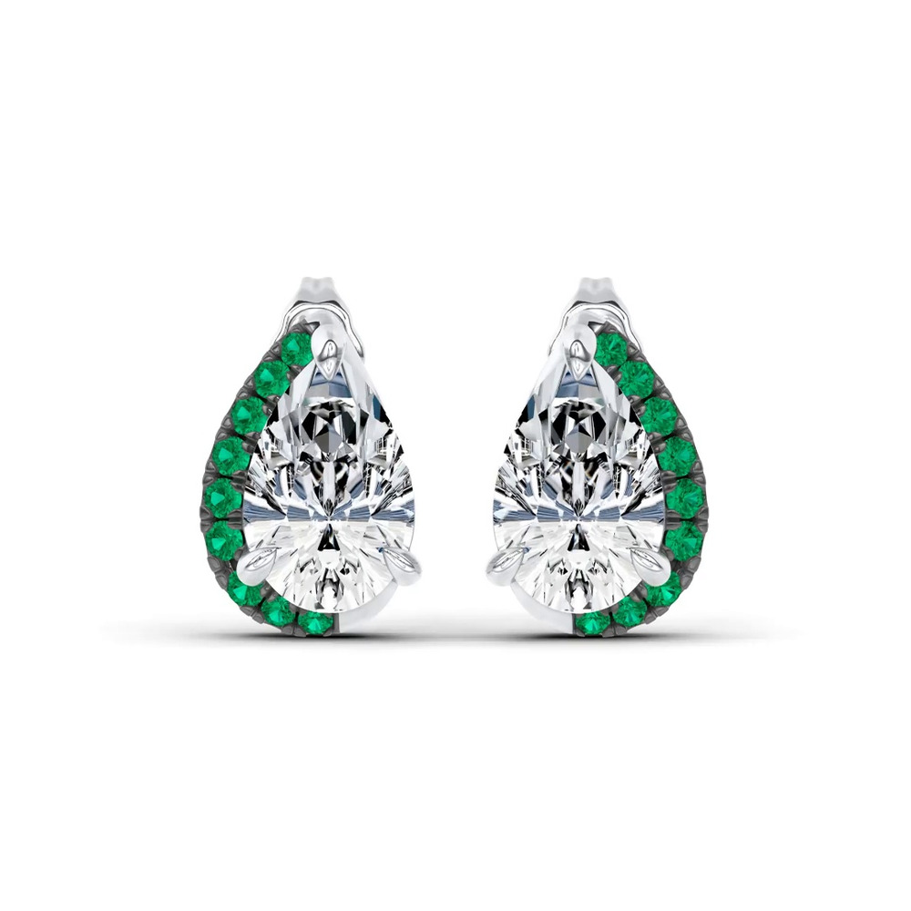 360 degree view of Lab Emerald Sweep Earrings by Christian Siriano