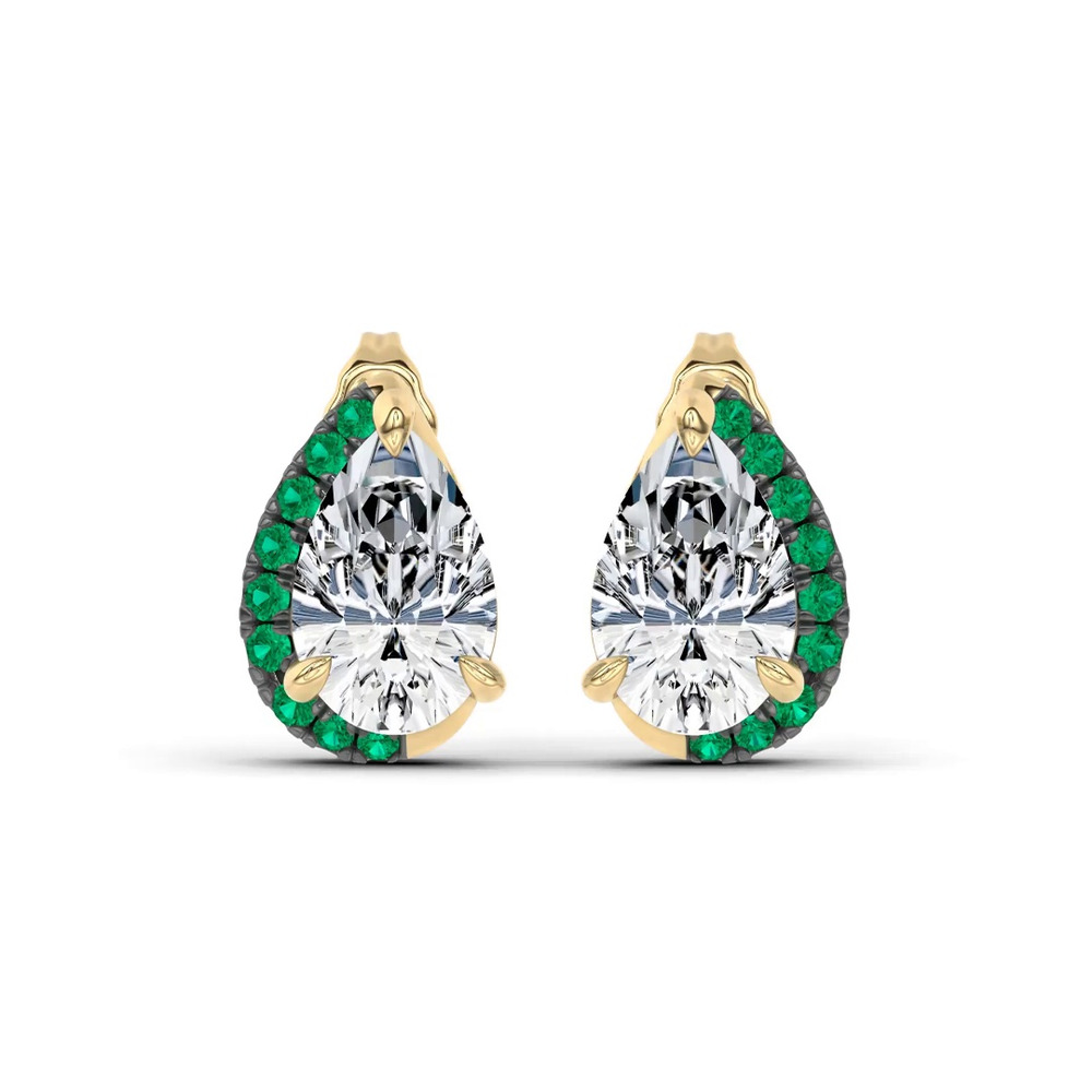 360 degree view of Lab Emerald Sweep Earrings by Christian Siriano