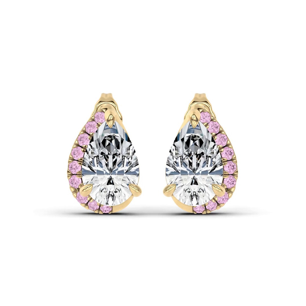 360 degree view of Lab Pink Sapphire Sweep Earrings by Christian Siriano