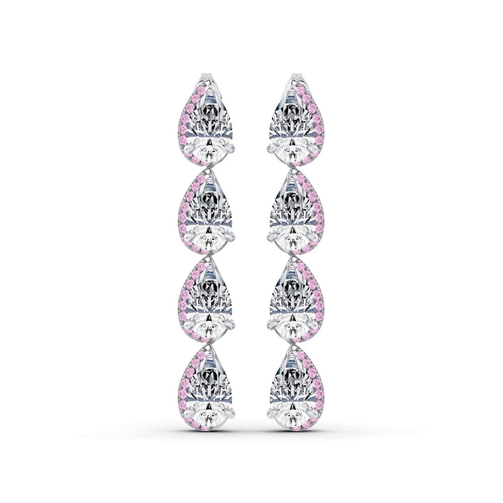 360 degree view of Lab Pink Sapphire Sweep Drop Earrings by Christian Siriano