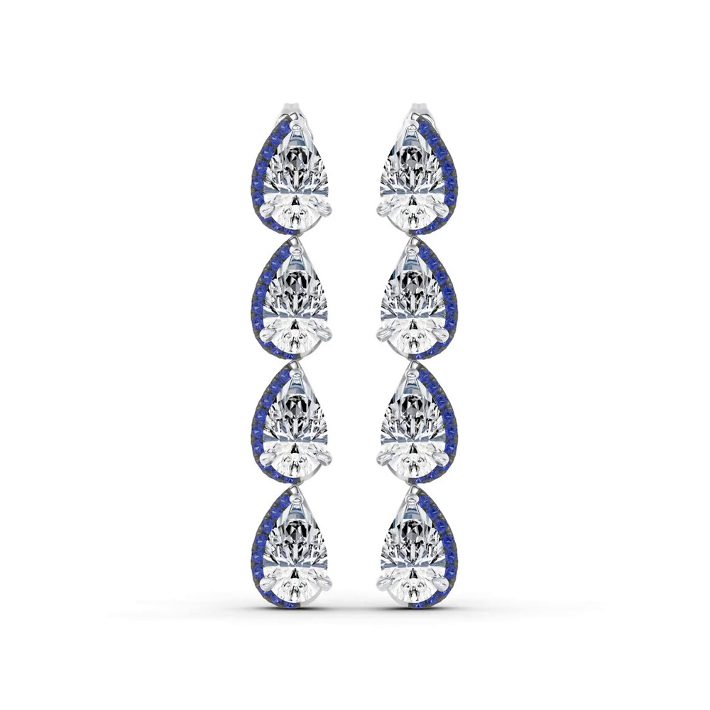 360 degree view of Lab Sapphire Sweep Drop Earrings by Christian Siriano