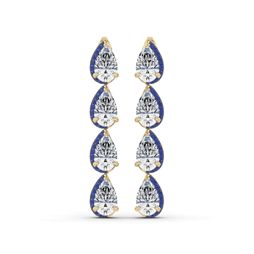 360 degree view of Lab Sapphire Sweep Drop Earrings by Christian Siriano