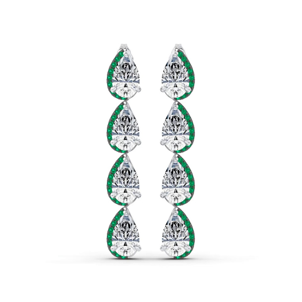 360 degree view of Lab Emerald Sweep Drop Earrings by Christian Siriano
