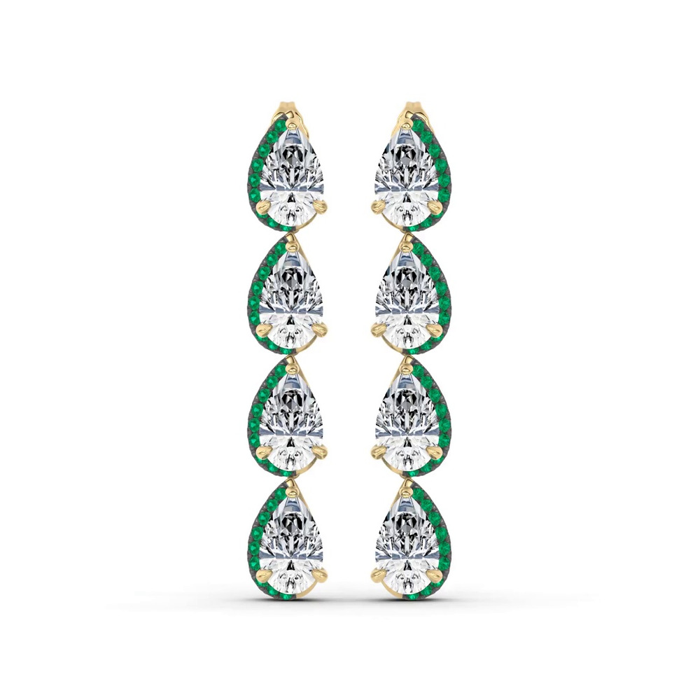 360 degree view of Lab Emerald Sweep Drop Earrings by Christian Siriano