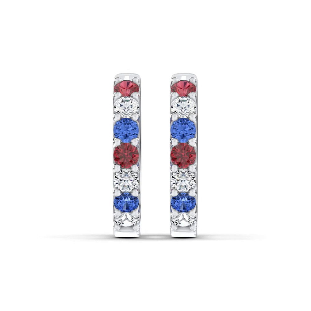 360 degree view of Americana Huggie Silver Earrings