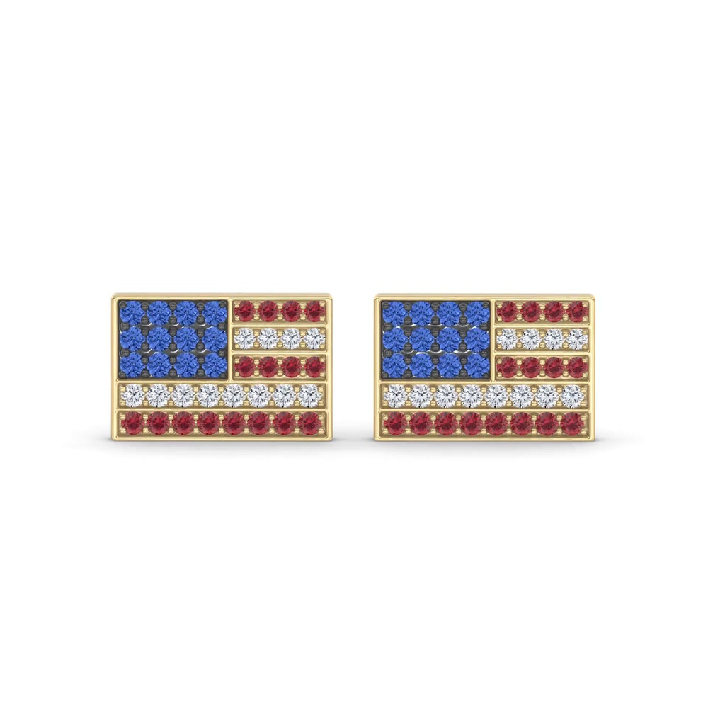 360 degree view of Americana Pavé Lab Diamond Flag Stud Earrings