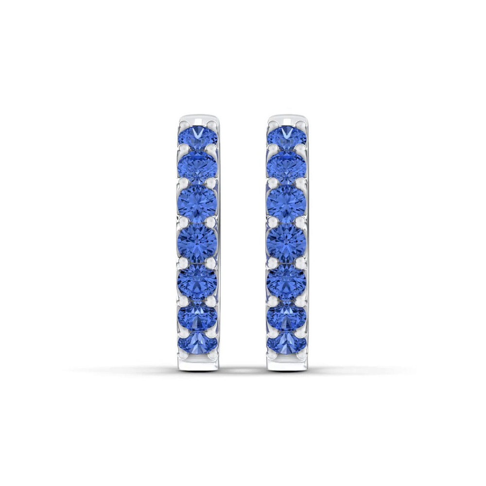360 degree view of Lab Sapphire Huggie Earrings