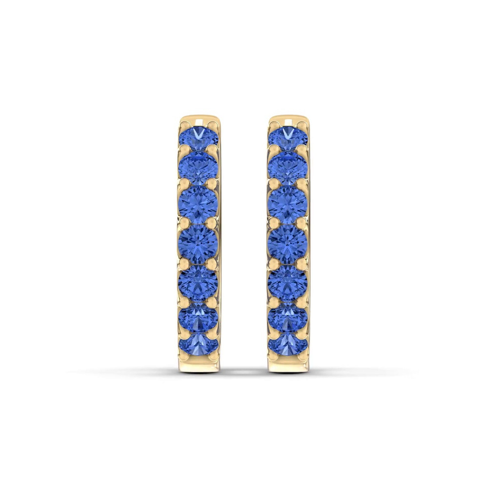 360 degree view of Lab Sapphire Huggie Vermeil Earrings