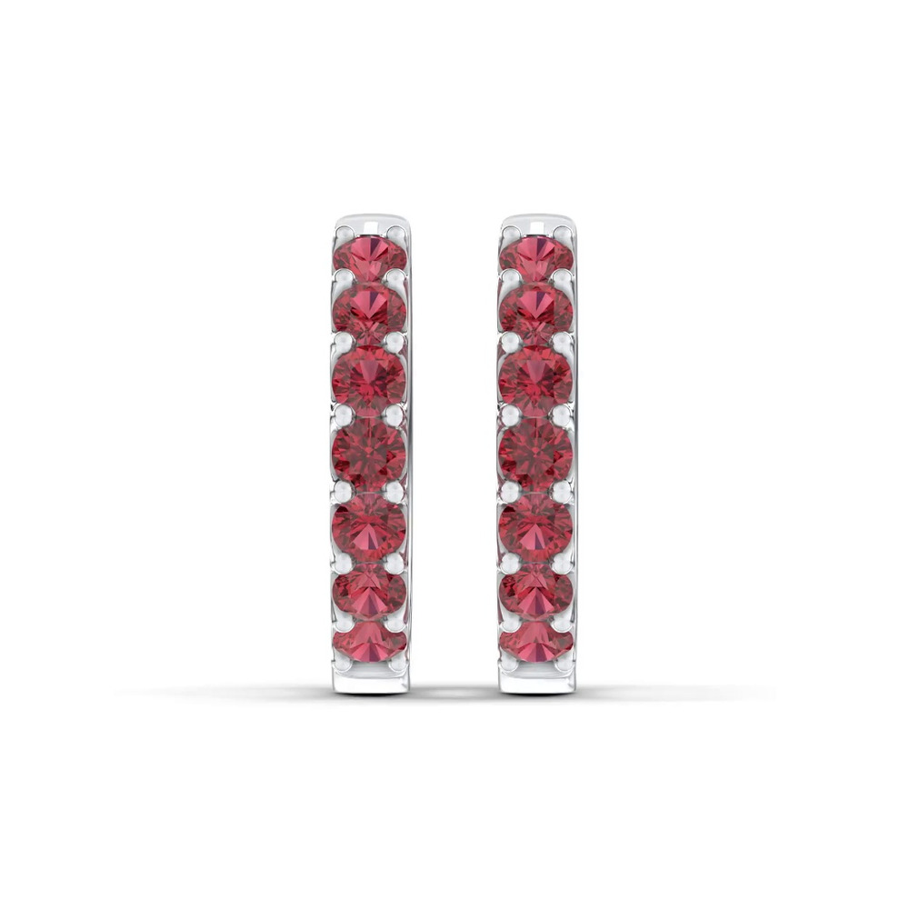 360 degree view of Lab Ruby Huggie Earrings