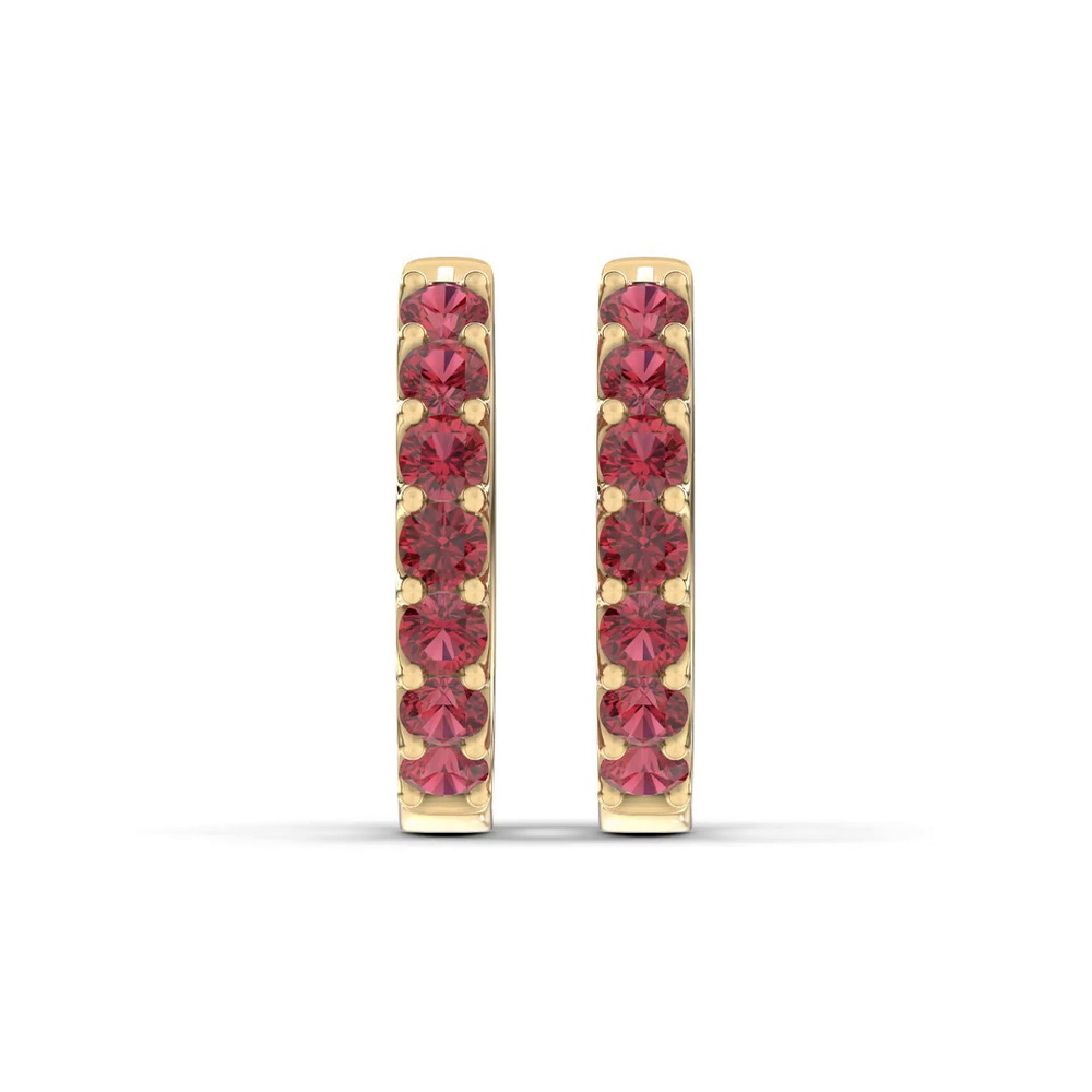 360 degree view of Lab Ruby Huggie Silver Vermeil Earrings
