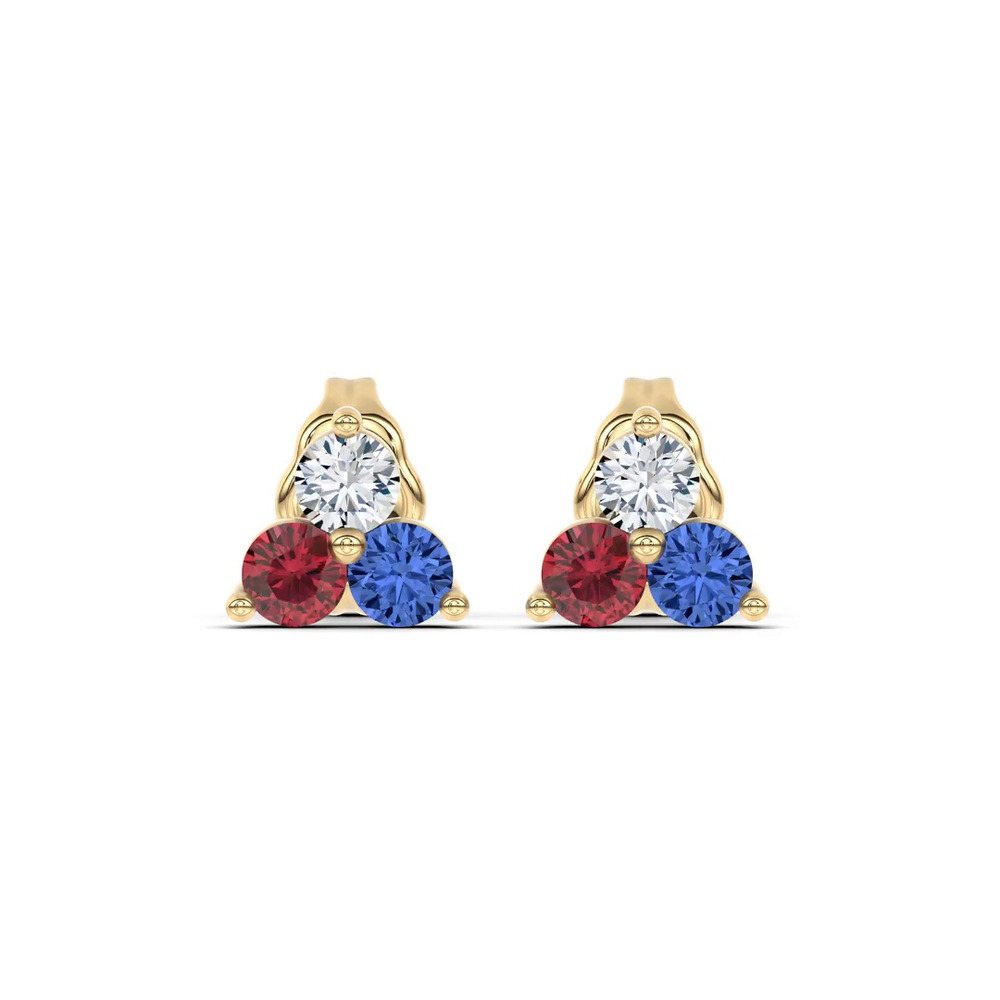 360 degree view of Americana Trio Lab Diamond Stud Earrings