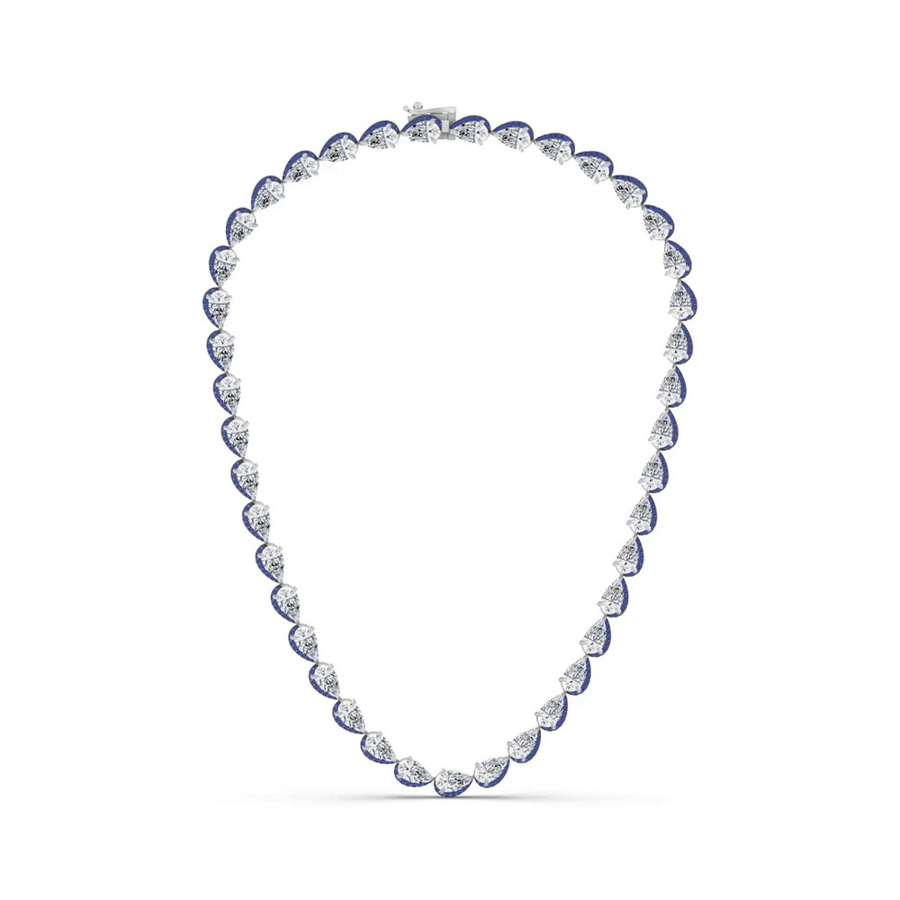 360 degree view of Lab Sapphire Sweep Necklace by Christian Siriano