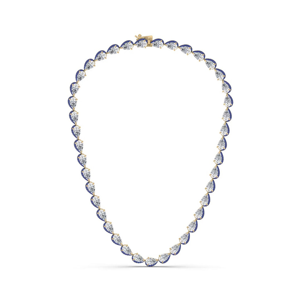 360 degree view of Lab Sapphire Sweep Necklace by Christian Siriano