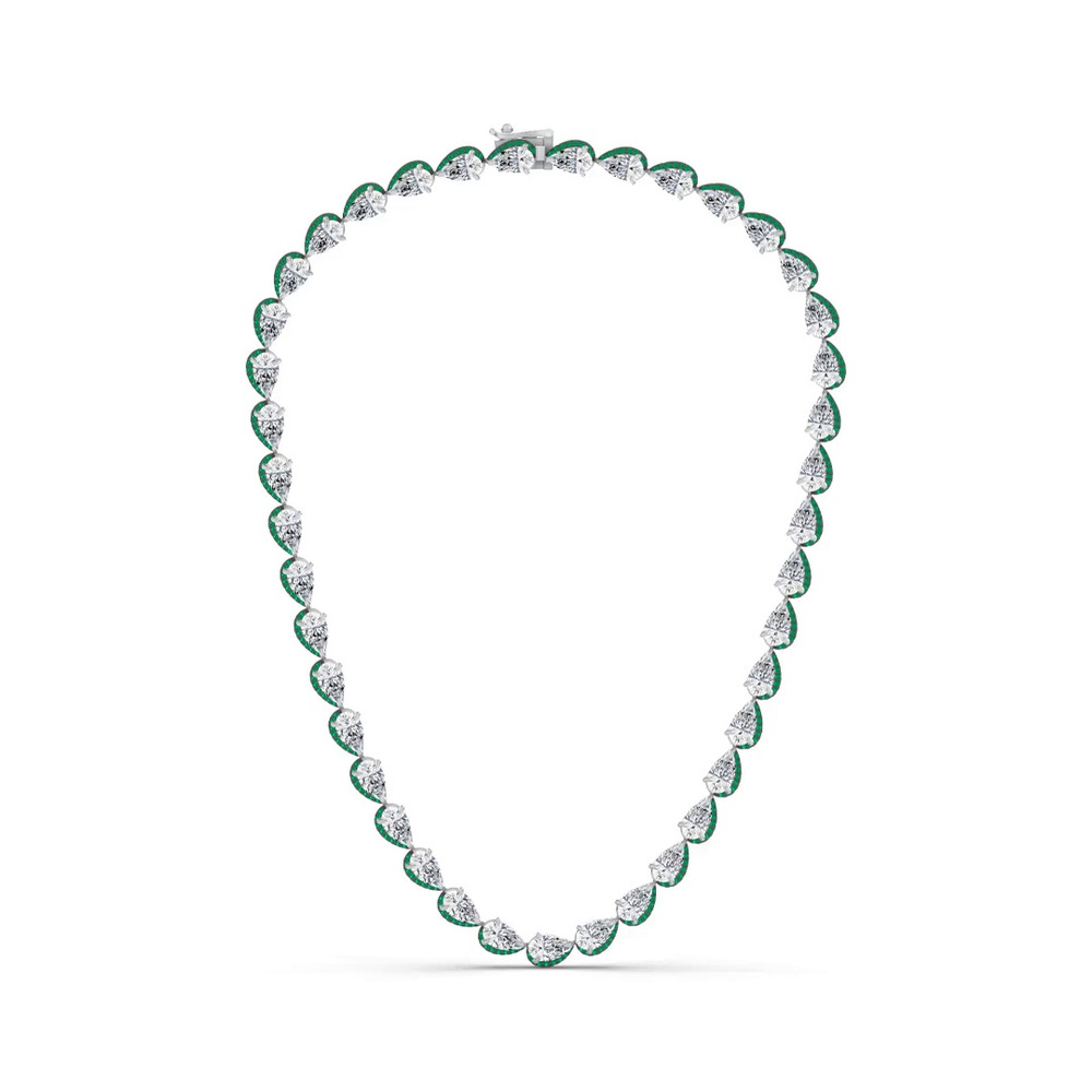 360 degree view of Lab Emerald Sweep Necklace by Christian Siriano