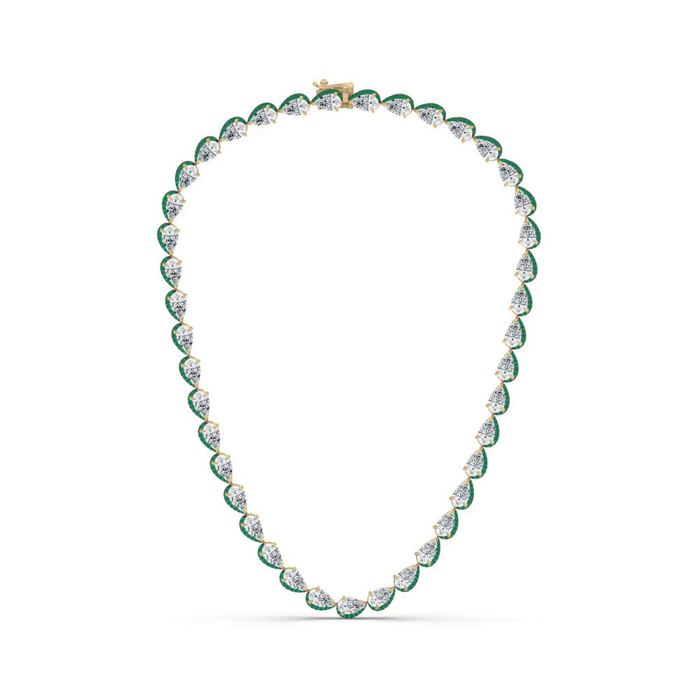 360 degree view of Lab Emerald Sweep Necklace by Christian Siriano