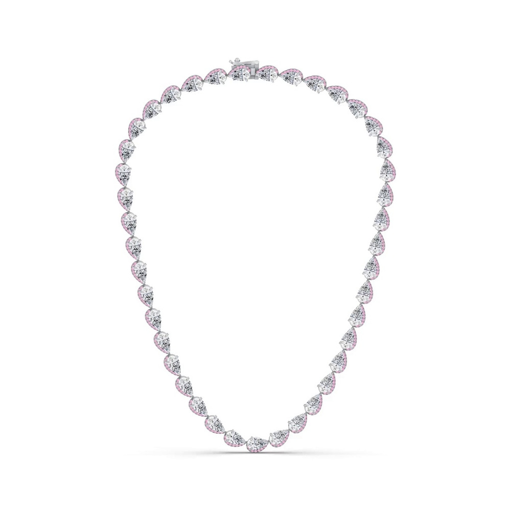 360 degree view of Lab Pink Sapphire Sweep Necklace by Christian Siriano