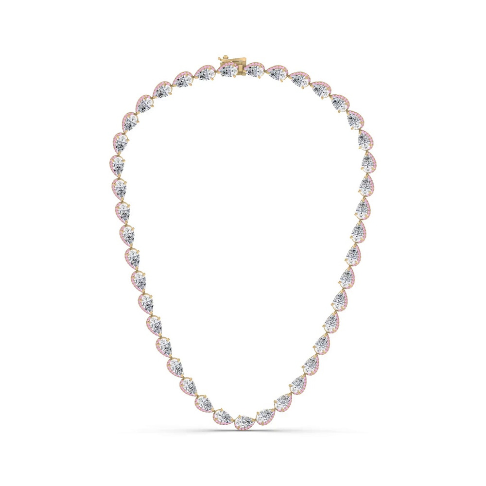 360 degree view of Lab Pink Sapphire Sweep Necklace by Christian Siriano